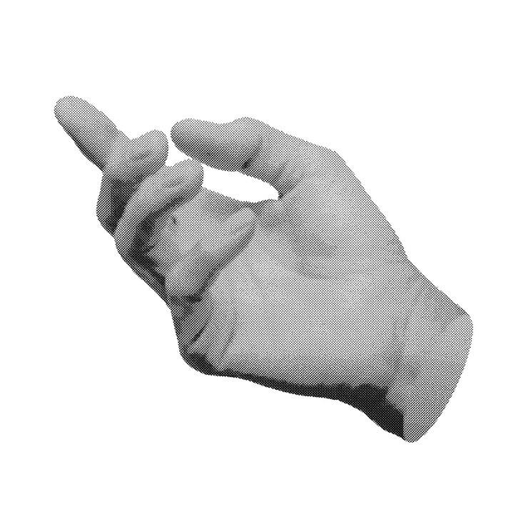 Vector signo de la mano puntero de índice indicando mostrando aislado en fondo blanco medio tono