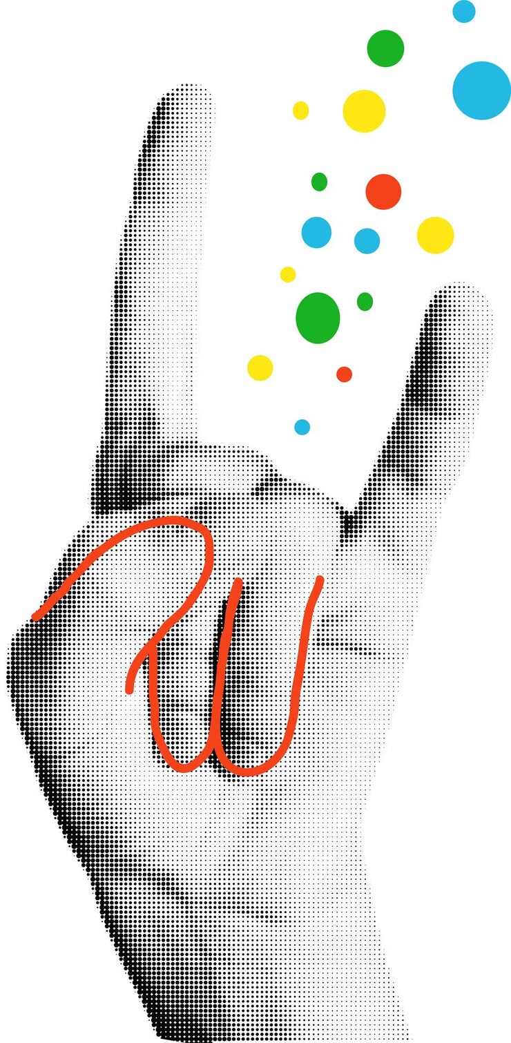Vector signo de mano de roca de medio tono