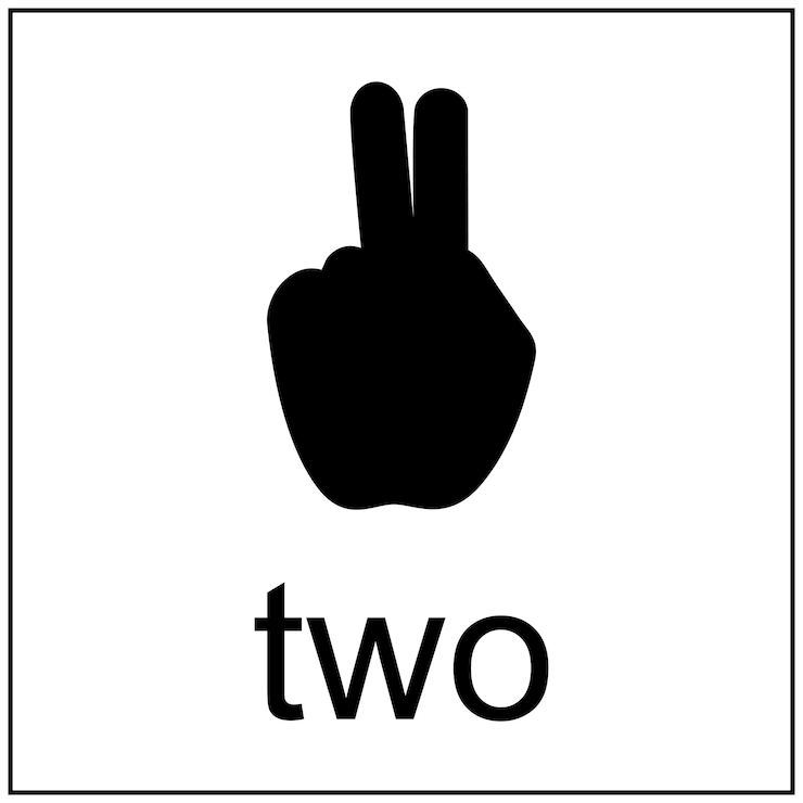 Vector signo de mano de victoria silueta de icono negro del dedo índice y medio el signo número dos
