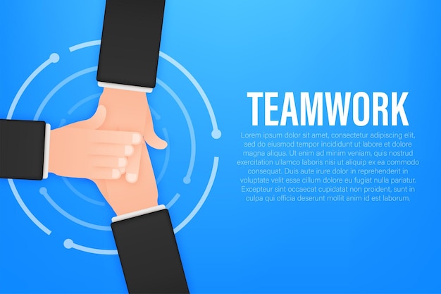 Signo de manos de trabajo en equipo abstracto para el diseño de concepto. Concepto de negocio. Trabajo en equipo, cooperación.