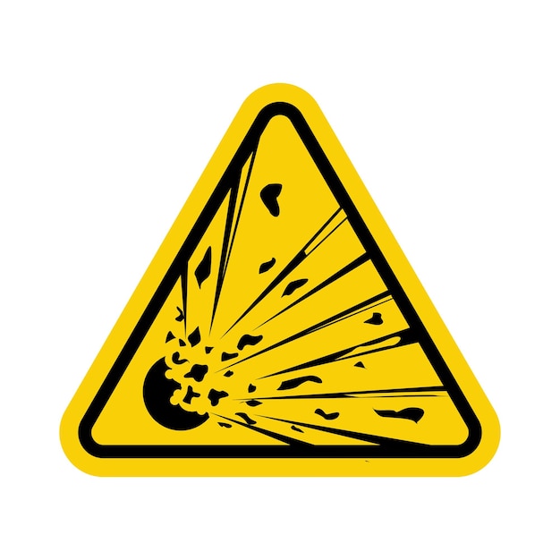 Signo de materiales explosivos Signo de advertencia de explosivos Signo de triángulo amarillo Precaución material explosivo