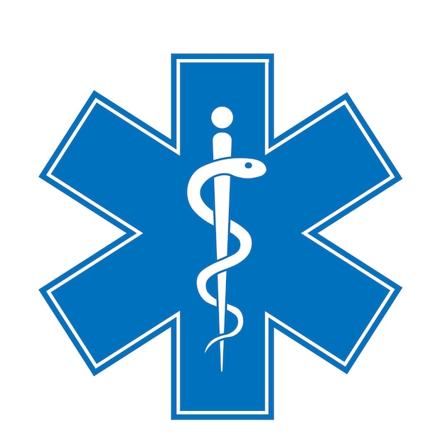 Vector signo médico estrella de la vida icono hospital ambulancia estrella glifo estilo pictograma