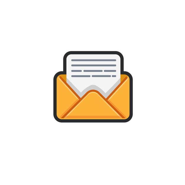 signo de mensaje abierto en diseño de vector plano de contorno