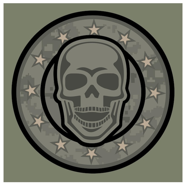 Vector signo militar con calavera grunge diseño vintage camisetas