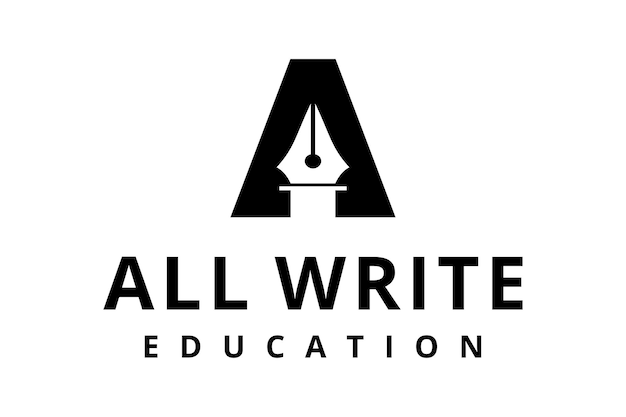 Signo moderno de ilustración creativa A con plantilla de diseño de logotipo de símbolo de pluma