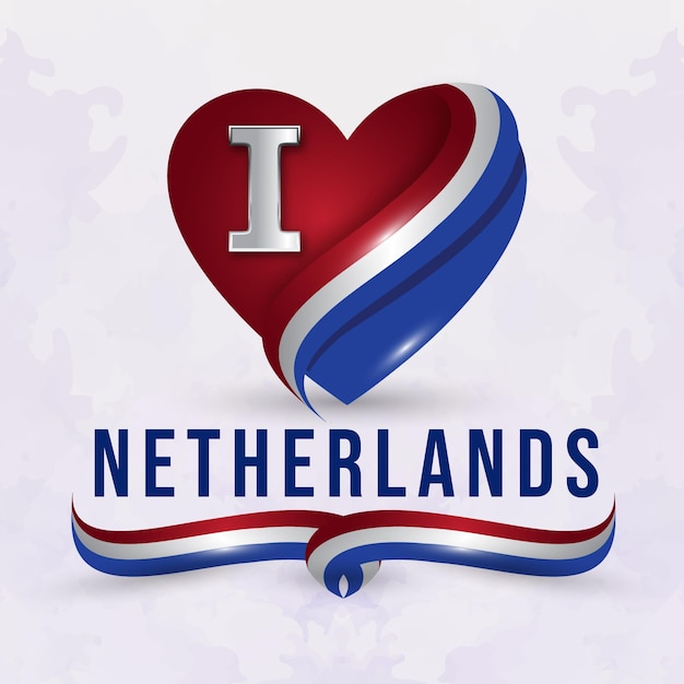 Signo moderno Me encanta Holanda con bandera de cinta