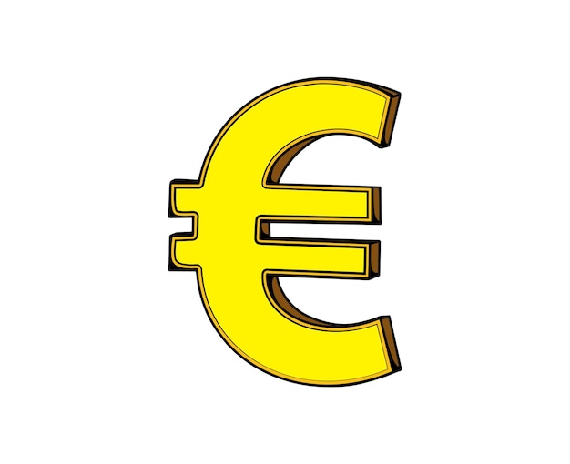 Vector signo de moneda del euro vector 3d