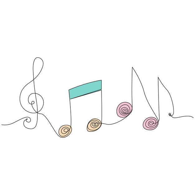 Signo de música dibujo continuo de una línea ilustración vectorial