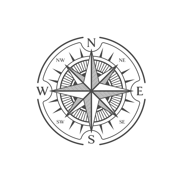 Signo de navegación marina de símbolo de brújula vintage