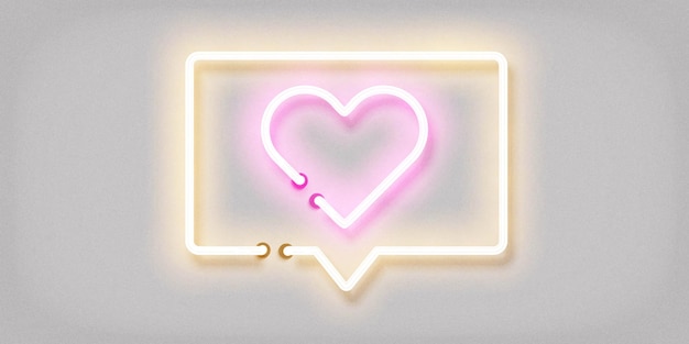 Signo de neón aislado realista del mensaje del corazón