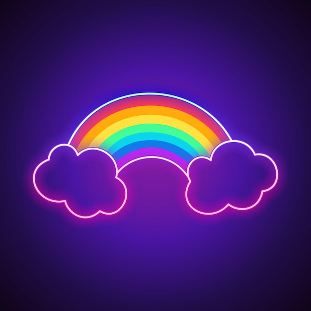 Signo de neón arco iris con espacio para copiar