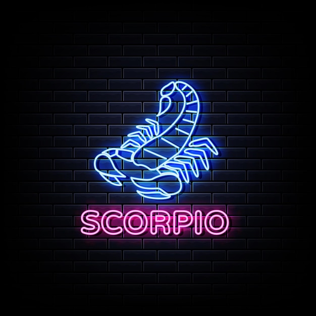 Signo de neón del horóscopo escorpio, estilo neón