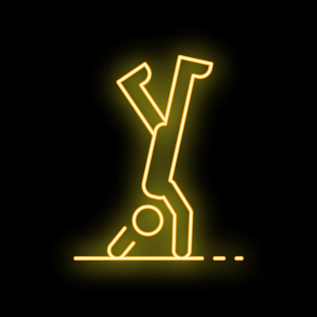 Signo de neón de persona haciendo handstand en amarillo