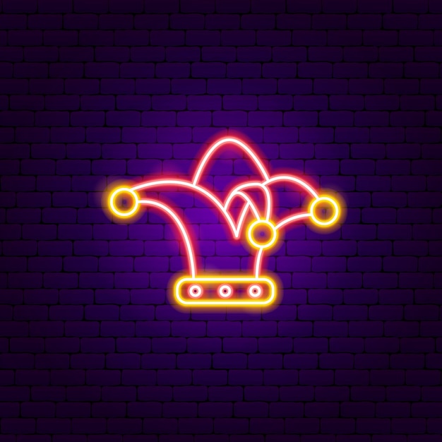 Signo de neón con sombrero de arlequín
