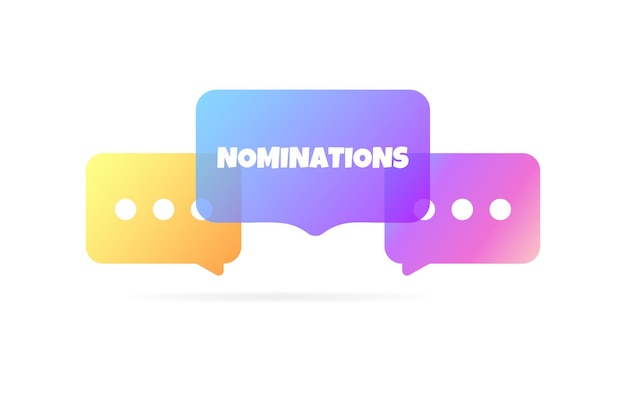 El signo de las nominaciones Las burbujas de mensajes de color plano Las nominaciones del signo de habla