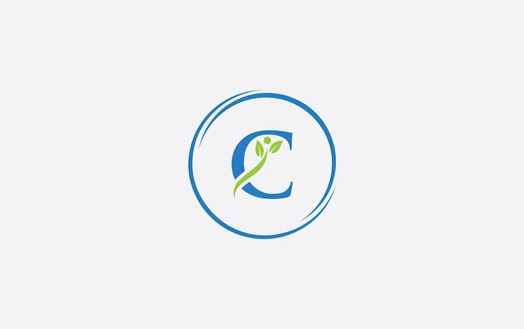 Vector signo nutricional de la letra c y vector de diseño del logotipo saludable