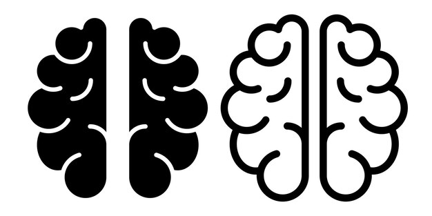 signo o símbolo de icono cerebral en glifo y línea