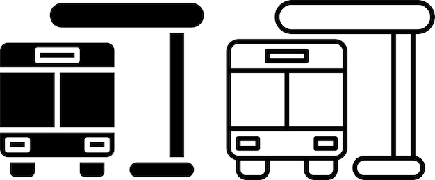 signo o símbolo del icono de la estación de autobuses en estilo glifo y línea aislado sobre un fondo transparente