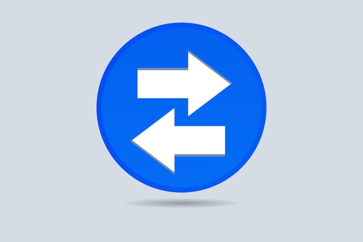 Vector el signo o símbolo del icono de la flecha azul sobre un fondo blanco ilustración 3d