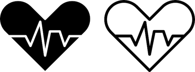 signo o símbolo del icono del latido del corazón en estilo de glifo y línea aislado en un fondo transparente