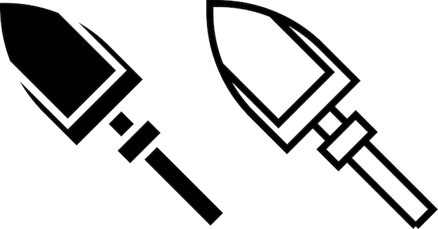 signo o símbolo de icono de pala en estilo glifo y línea aislado sobre un fondo transparente