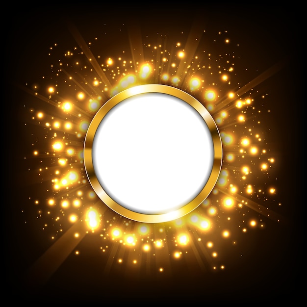 Signo de oro redondo con espacio de texto en concepto de oro Big Bang
