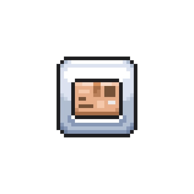 Signo de paquete de cartón en estilo pixel art