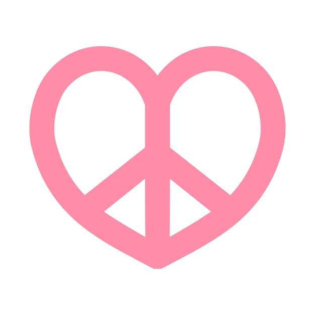 Signo de paz de corazón rosado de vector plano