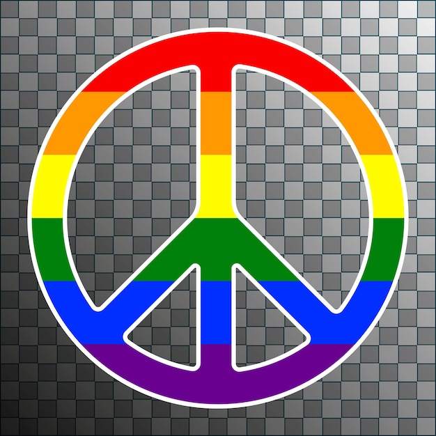Signo de la paz lgbt paleta de colores del arco iris símbolo del orgullo aislado sobre fondo transparente ilustración vectorial