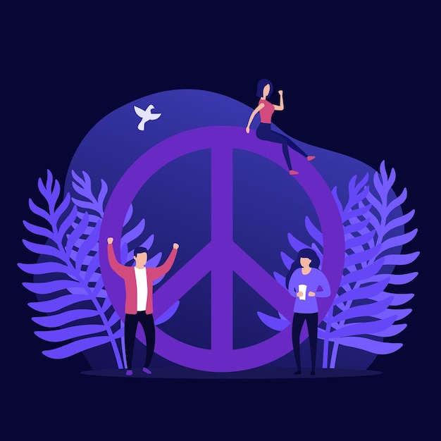 Signo de la paz y personas, arte vectorial