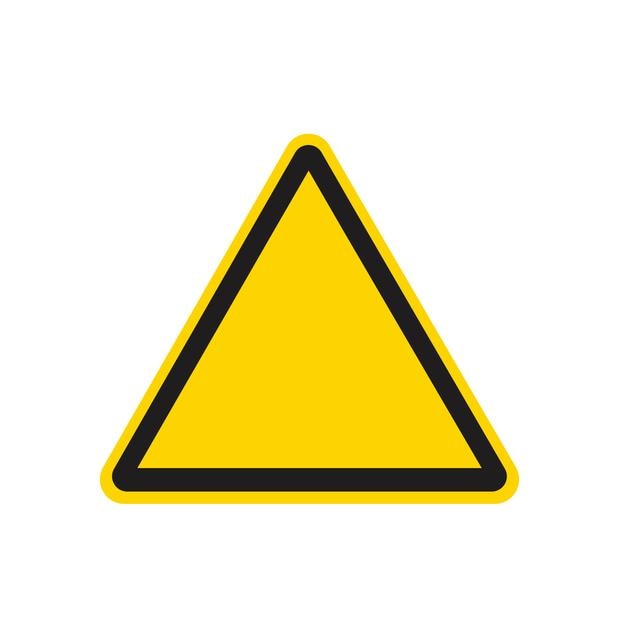 Signo de peligro en blanco sobre fondo blanco aislado. ilustración vectorial
