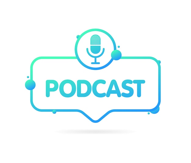 Signo de podcast Micrófono azul plano en un círculo recordatorio de podcast signo de podcast Icono vectorial