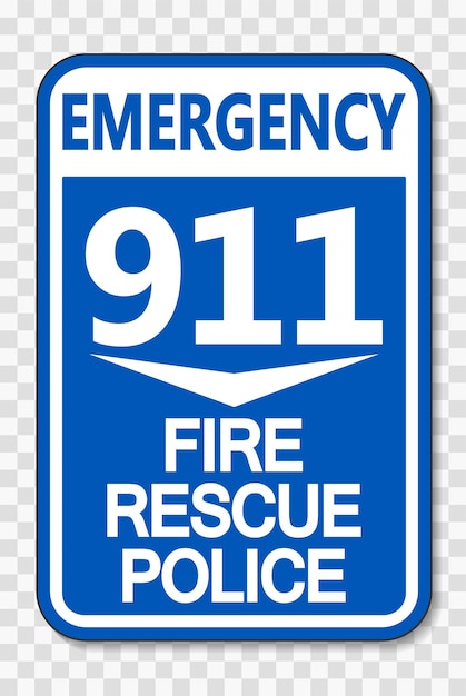 Signo de la Policía de Rescate de Bomberos 911 en un fondo transparente