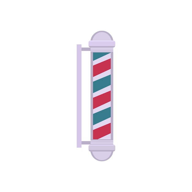 Signo de poste de peluquero vintage con detalles plateados ilustración vectorial plana aislada