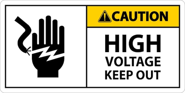 Signo de precaución de alto voltaje No se permita entrar en fondo blanco