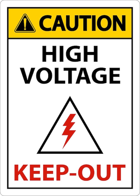 Signo de precaución de alto voltaje No se permita entrar en fondo blanco