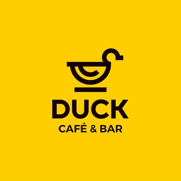 Signo profesional vectorial moderno logotipo del café del pato