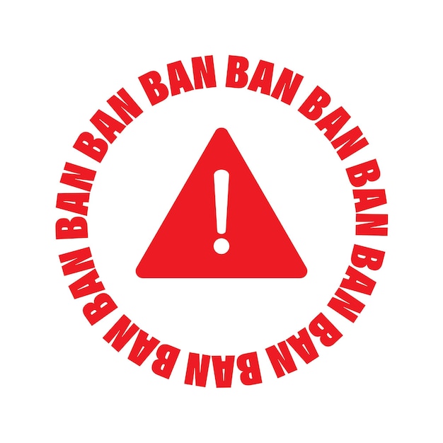 Vector signo de prohibición pegatina o etiqueta de prohibición cartel de prohibición contenido restringido para bloquear al usuario imagen vectorial