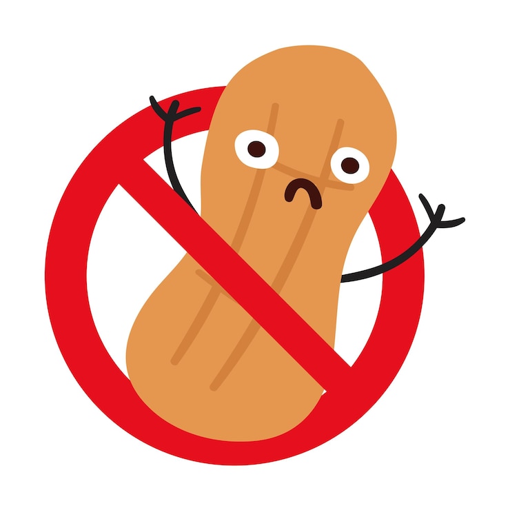Vector signo de prohibición personaje gracioso ilustración vectorial de maní sobre fondo blanco