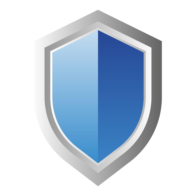 Signo de protección de escudo azul sobre fondo blanco.