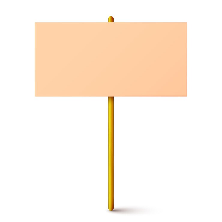Vector signo de protesta en blanco de colores con soporte de madera pancarta de manifestación de huelga cartón de acción
