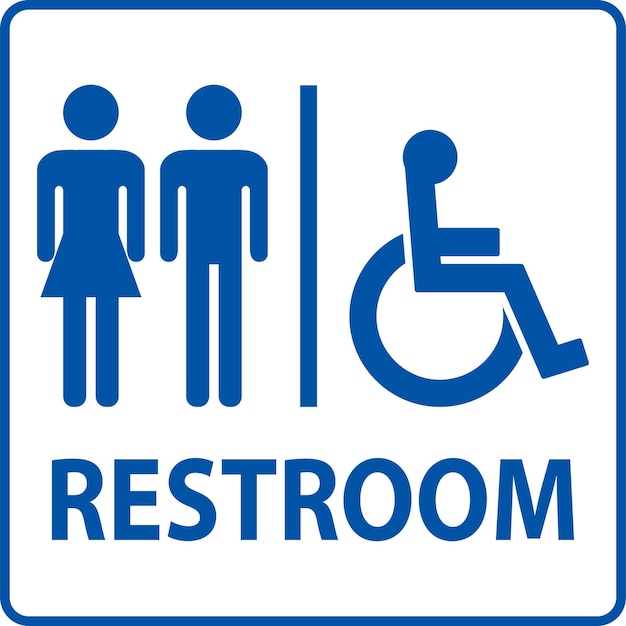 Signo de la puerta del inodoro unisex y para discapacitados Símbolo del baño para discapacitados