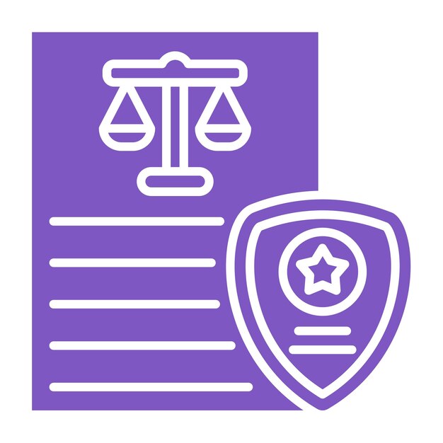 un signo púrpura que dice ley y un escudo con un escudo en él