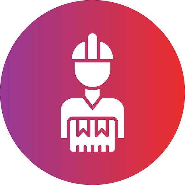 un signo púrpura y rojo con una persona que lleva un casco