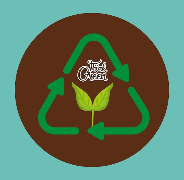 Vector signo de reciclaje con planta verde