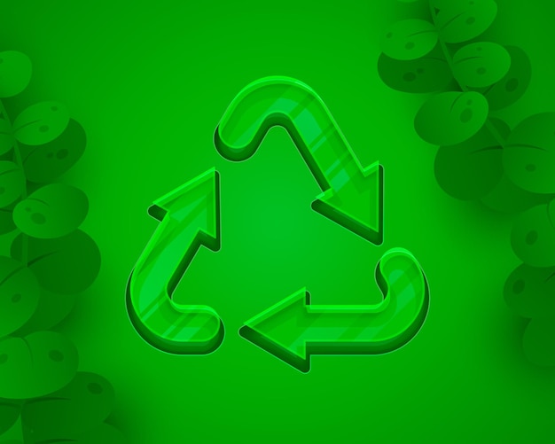 Signo de reciclaje triangular flechas en bucle icono verde vector de fondo blanco