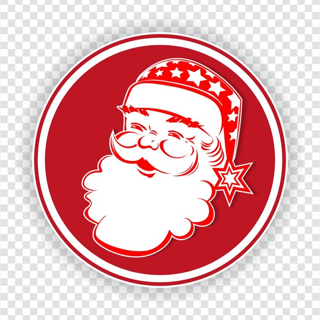 Signo redondo de Navidad con la silueta de la cabeza del elemento Santa Claus para el diseño