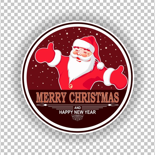 Signo redondo de Navidad con la silueta de Santa Claus con elemento de diseño de texto