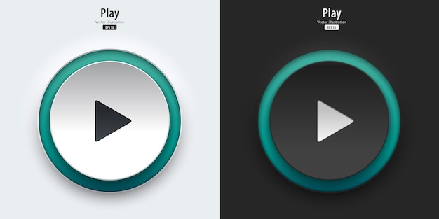 Signo de reproducción Un conjunto de botones de pulso en blanco y negro con símbolos de reproducción Reproduce música y multimedia 3D Neumorfismo estilo de diseño para aplicaciones de sitios web Interfaces y aplicaciones móviles UI UX Ilustración vectorial