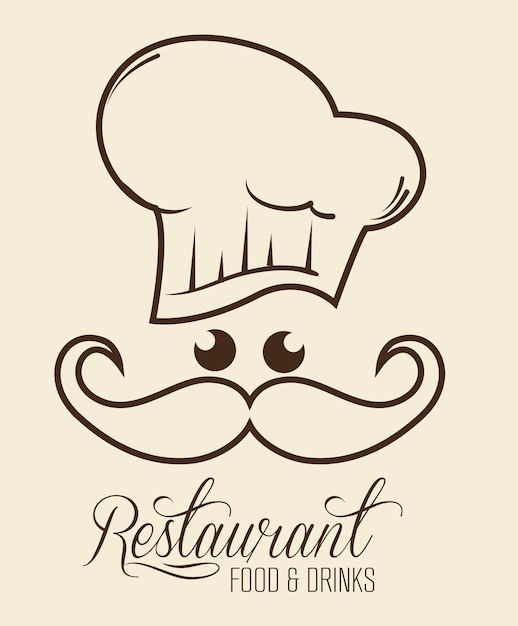 Signo de restaurante Kawaii con chef